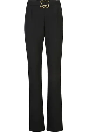 Roberto Cavalli Snake-buckle straight-leg trousers