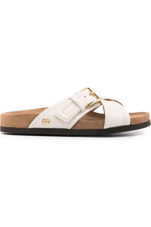 VALENTINO GARAVANI VLogo-plaque leather slides