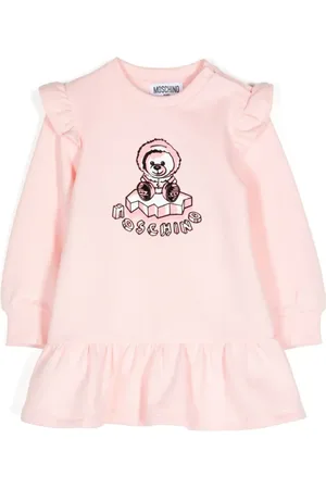 Moschino Teddybear-print long-sleeved dress