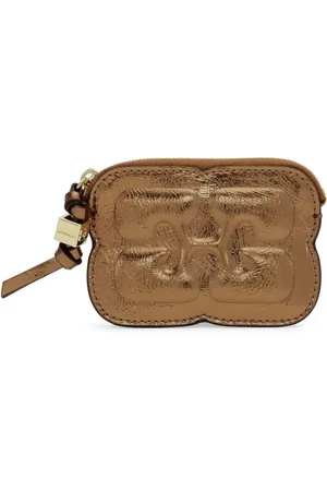 Ganni Bou metallic-effect zip-fastening wallet