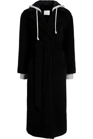 Cinq A Sept Hooded belted coat