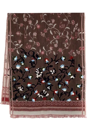 LEATHERSMITH OF LONDON Floral-embroidered scarf