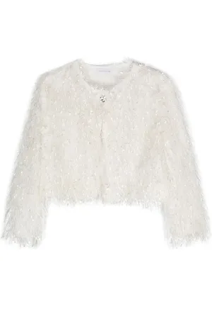 MONNALISA Round-neck fringed jacket
