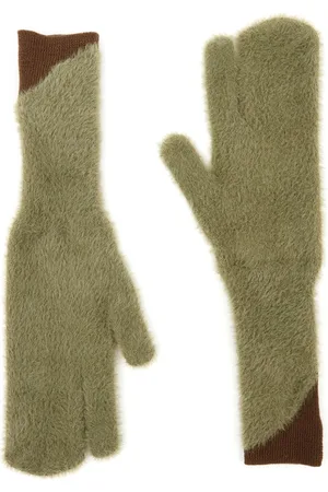 Maison Margiela Two-tone faux-fur gloves