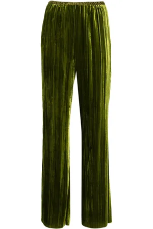 FORTE FORTE Elasticated-waist flared velvet trousers
