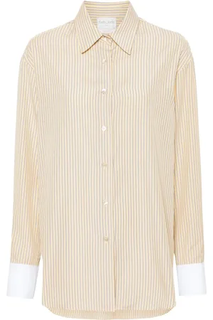 FORTE FORTE Contrasting-cuffs striped shirt