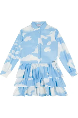 Moschino Ruffled cloud-print shirtdress