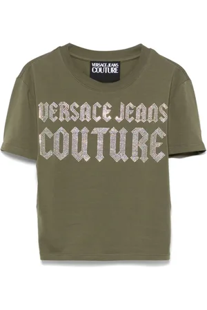 VERSACE Crystal-embellished logo T-shirt