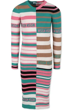 Msgm Intarsia-knit logo striped dress