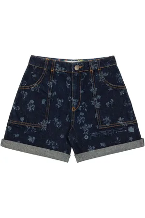 PHILOSOPHY DI LORENZO SERAFINI Floral-print straight-leg denim shorts