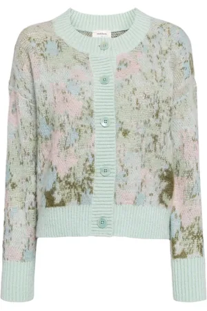 Onefifteen Floral-intarsia-knitted cardigan