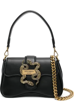 Roberto Cavalli Snake-buckle shoulder bag