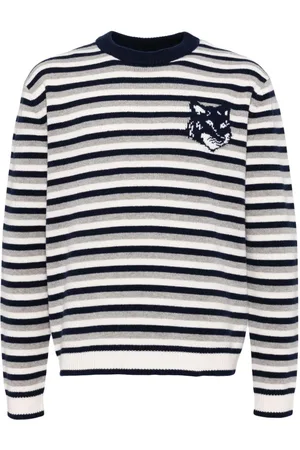 Maison Kitsuné Fox head intarsia striped jumper