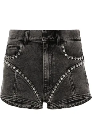 MUGLER Stud-detailed denim minishorts
