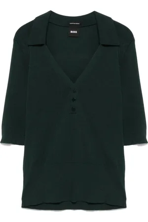 HUGO BOSS Ribbed-knit polo top