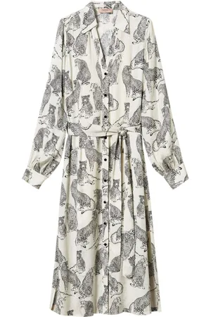 Twin-Set Jaguar-print midi shirt dress
