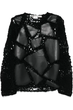 Comme des Garçons Faux-leather patch sweater
