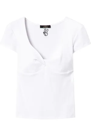 Twin-Set Knot-detailing ribbed-knit T-shirt
