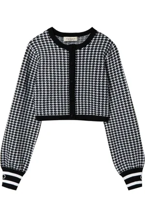 Twin-Set Houndstooth-pattern knit jacket