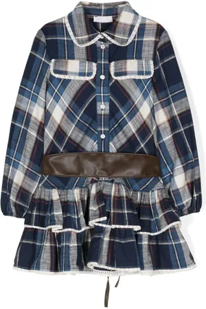 MONNALISA Classic-collar belted shirt dress