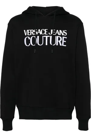 VERSACE Logo-embroidered cotton hoodie
