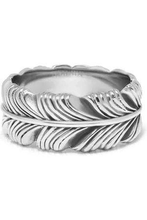 Nialaya Feather engraved ring