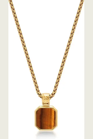 Nialaya Tiger eye-pendant chain necklace