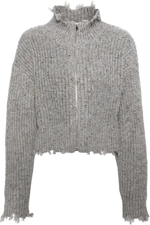 tout a coup Raw-cut zip fastening cardigan