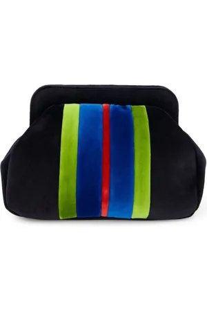 Paula Striped velvet clutch bag