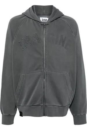 Izzue Slogan-patched hooded jacket
