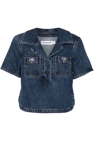 Self-Portrait Bow trim denim top