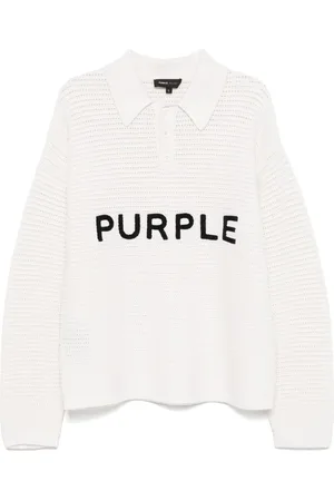 Purple Brand Logo-embroidered polo sweater