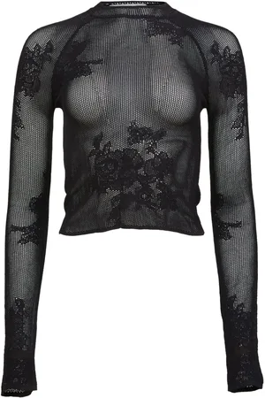 FLEUR DU MAL Pointelle-knit lace T-shirt