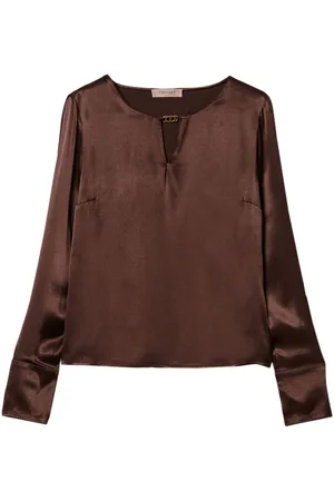 Twin-Set Appliqu??-logo satin blouse