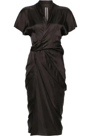 Rick Owens Tie-fastening satin wrap dress