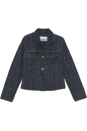 Ganni Fluffy denim fitted blazer