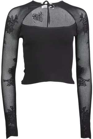 FLEUR DU MAL Pointelle-knit decollette top