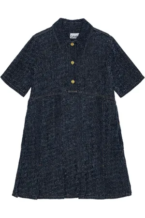 Ganni Short-sleeve denim mini dress