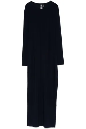 Norma Kamali Side-slit crew-neck gown