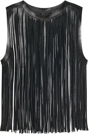 ROSETTA GETTY Fringe leather top