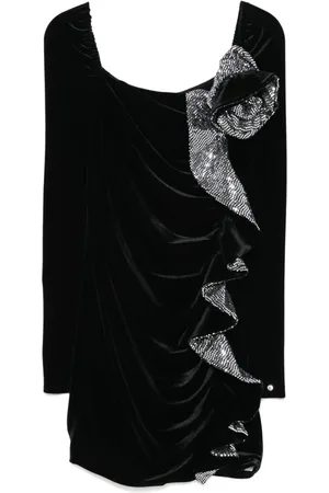 NISSA Sequin-detail velvet mini dress