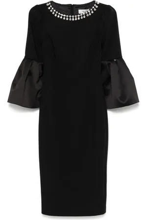 NISSA Crystal-embellished crepe midi dress