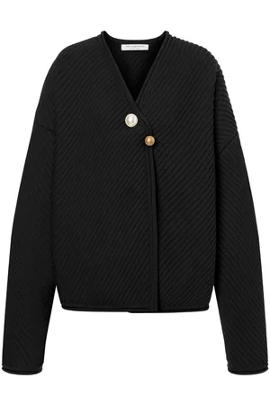 Serafini Brooch-detail ribbed-knit jacket
