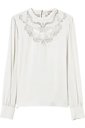 Twin-Set Floral-embroidered crepe blouse