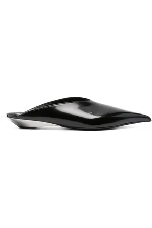 MUGLER Patent leather fang flat mules