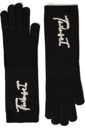 Twin-Set Logo-embroidered knitted gloves