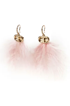 Twin-Set Oval T feather earrings