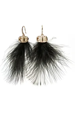 Twin-Set Feathers Oval T earrings