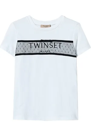 Twin-Set Tulle-embellished logo-embroidered T-shirt
