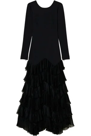 Twin-Set Pleated tulle flounces maxi dress